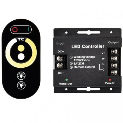 Μηχανισμός Dimmer με Controller για Ταινία LED CCT 12A 12-24V DC IP20 30-33322